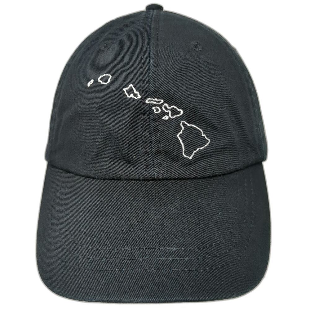 Adams Baseball Cap Black One Size Hawaii Aloha State Leather Strapback Hat